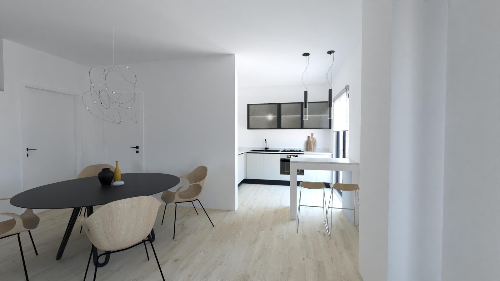 LIVING + BUCATARIE VARIANTA IMITATIE LEMN 2